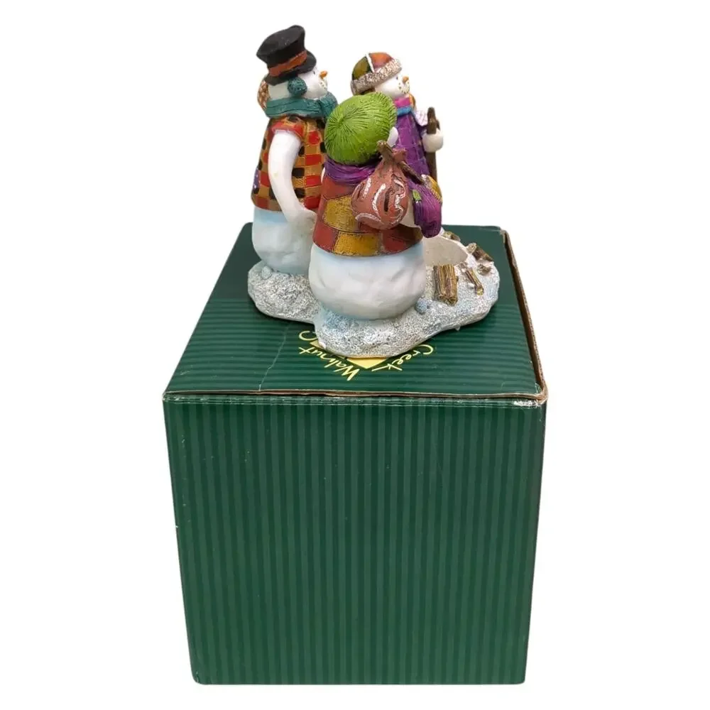 Walnut Creek VINTAGE Beautiful Hobo Snowman Tea Light Candle Holder in Box